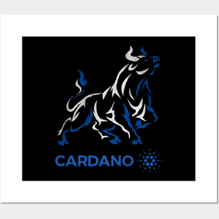 Vintage Bull Market Cardano Coin Crypto Token Cryptocurrency Wallet Cardano HODL Birthday Gift For Men Women Posters and Art